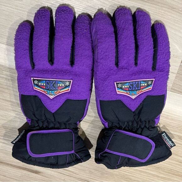 Vintage 90’s Thinsulate Purple Ski Gloves XL Unisex - Picture 1 of 5